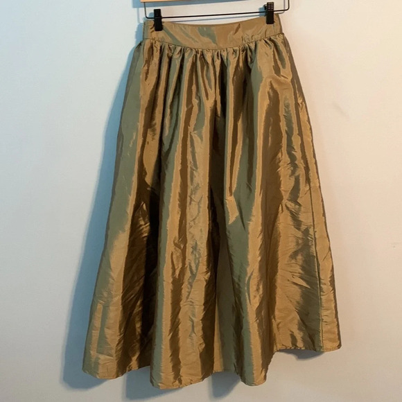 Fab’rik size small taffeta silver green Christmas party full skirt sky midi gold - Picture 3 of 8